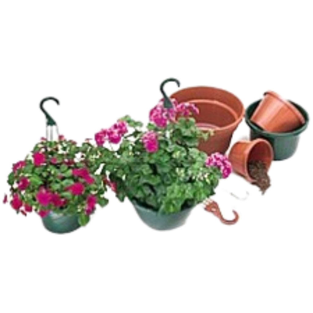 Dillen Hanging Baskets - Saucerless w/ Hangers: Green or White