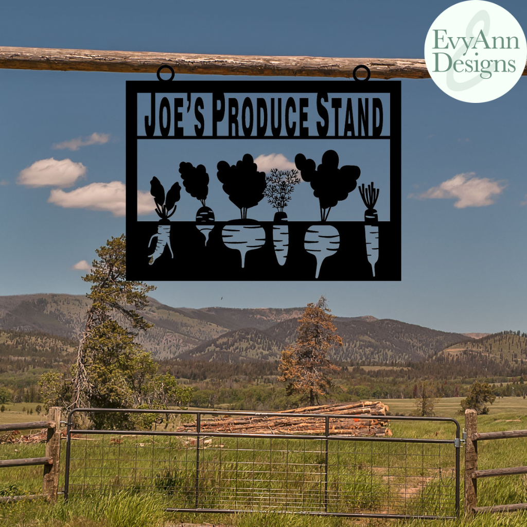 Vegetable Farm Sign - Hammered Black