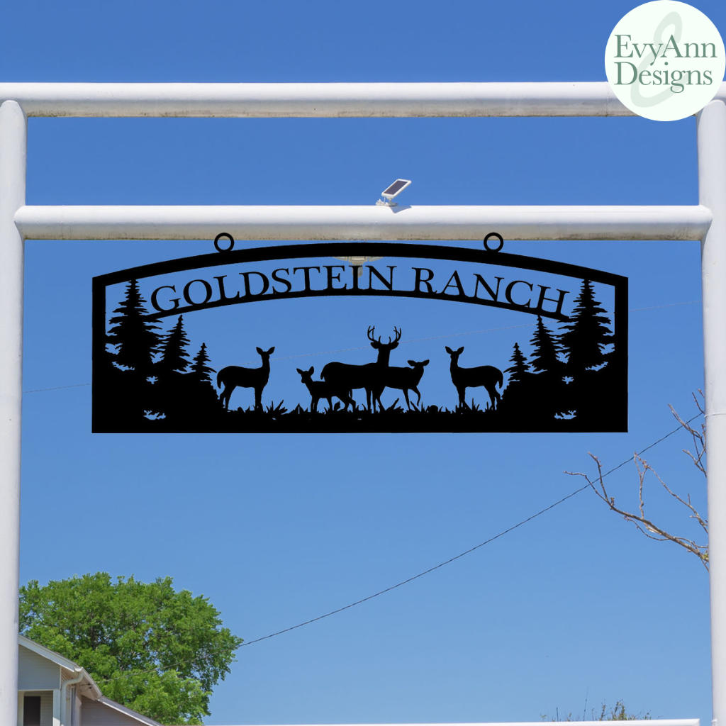 Deer Ranch Sign - Hammered Black