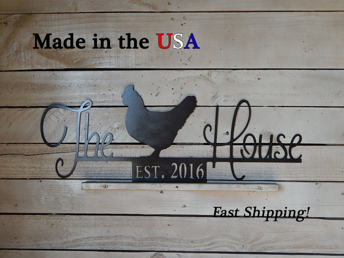 The Chicken House Sign - Hammered Black