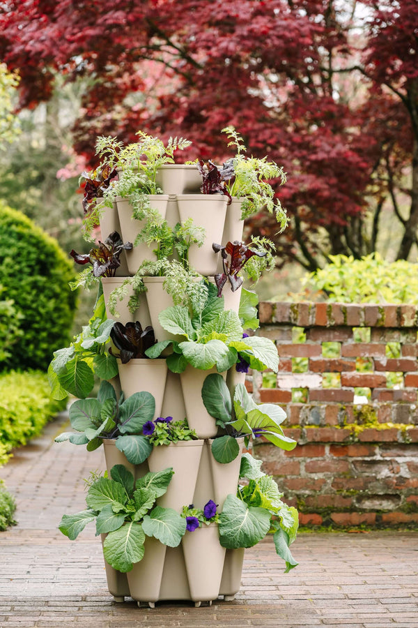 5 Tier GreenStalk Original Vertical Planter | Stunning Stone (Basic Te ...