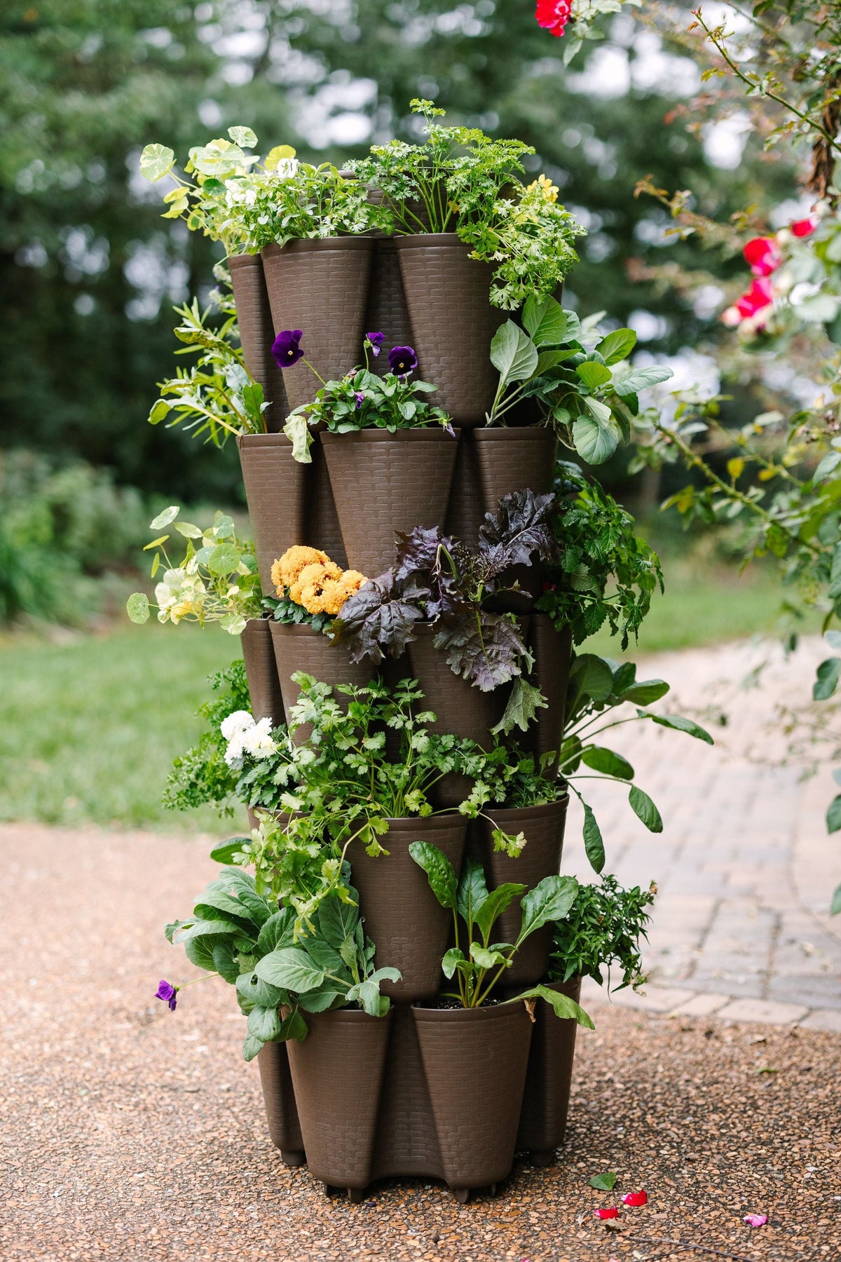 5 Tier GreenStalk Original Vertical Planter | Beautiful Black (Basket Weave Texture) (Copy) 