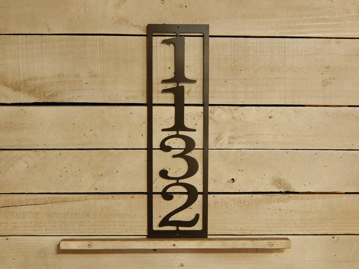 Vertical House Number - Hammered Black