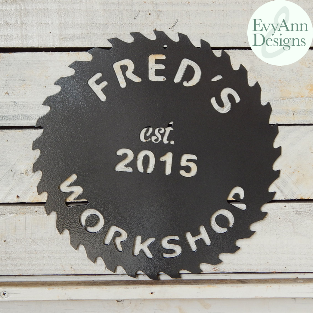 Workshop Sign with Established Date - Hammered Black