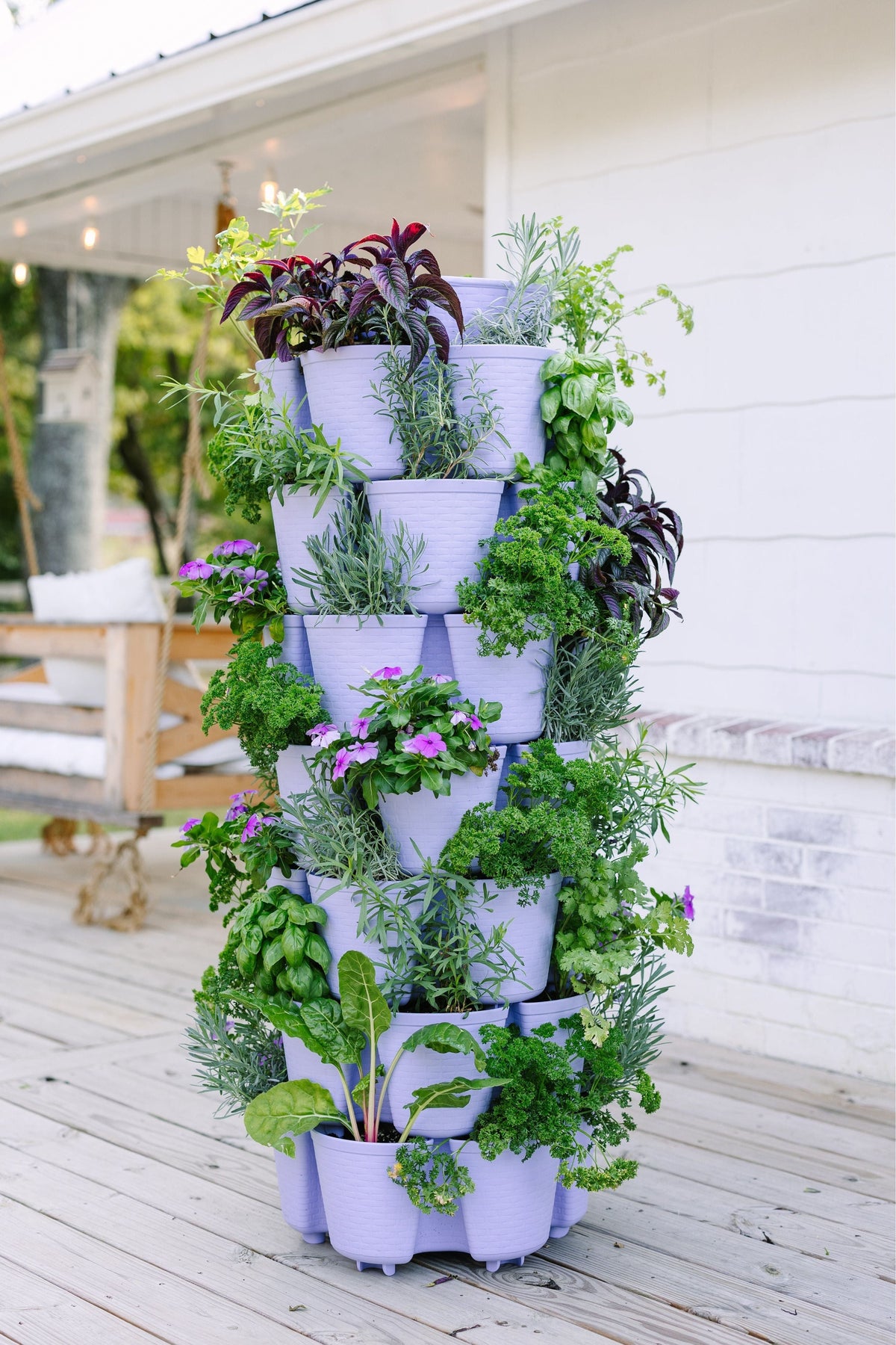 7 Tier GreenStalk Leaf Vertical Planter | Lilac (Basket Weave Texture)