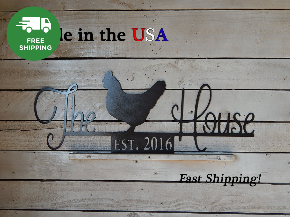 The Chicken House Sign - Hammered Black