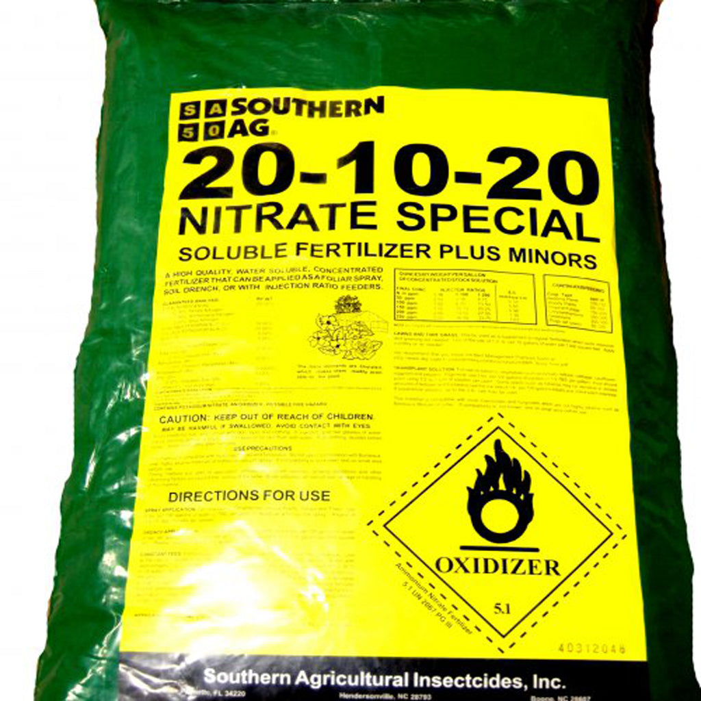 20-20-20 organic liquid fertilizer 20-10-20 Nitrate Special Soluble Fertilizer Plus Minors 25lb Bag